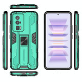 For Xiaomi Redmi K60 Pro 5G Supersonic PC + TPU Shock-proof Protective Phone Case with Holder(Green)