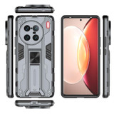 For vivo X90 Pro+ 5G Supersonic PC + TPU Shock-proof Protective Phone Case with Holder(Grey)