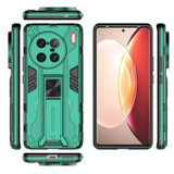 For vivo X90 Pro+ 5G Supersonic PC + TPU Shock-proof Protective Phone Case with Holder(Green)