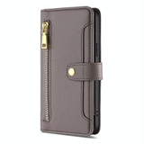 For Tecno Pop 6 Pro Sheep Texture Cross-body Zipper Wallet Leather Phone Case(Grey)