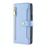 For Tecno Pop 6 Pro Sheep Texture Cross-body Zipper Wallet Leather Phone Case(Blue)