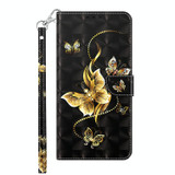 For Xiaomi 13 3D Painted Pattern Leather Phone Case(Golden Butterfly)