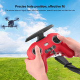 For DJI FPV Combo Remote Control PULUZ Silicone Protective Case with Neck Strap(Red)