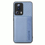For Xiaomi 13 Lite Carbon Fiber Magnetic Card Bag Phone Case(Blue)