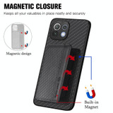 For Xiaomi Mi 11 Lite Carbon Fiber Magnetic Card Bag Phone Case(Black)