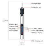 SNJ-3681 Mini Engraving Pen Wireless Polishing Electric Grinder, Style: Silver+Grinding Head