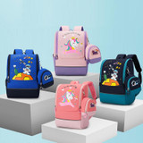 Elementary School Students Cartoon Anime Backpack Children Schoolbag(Purple)