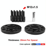 For Mercedes-Benz 20mm Car Modified Wheel Hub Flange Center Wheel Spacer with M12x1.5 Screws (Black)