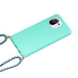 For Xiaomi Mi 11 Lite Wheat Straw Material + TPU Phone Case with Lanyard(Green)