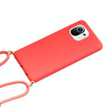 For Xiaomi Mi 11 Lite Wheat Straw Material + TPU Phone Case with Lanyard(Red)