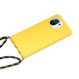 For Xiaomi Mi 11 Lite Wheat Straw Material + TPU Phone Case with Lanyard(Yellow)