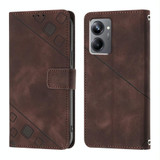 For Realme 10 Pro Skin-feel Embossed Leather Phone Case(Brown)