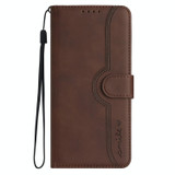 For Xiaomi Poco M5 Heart Pattern Skin Feel Leather Phone Case(Brown)