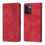 For OPPO Reno9 5GReno9 Pro 5G Skin-feel Embossed Leather Phone Case(Red)