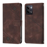 For OPPO Reno9 5GReno9 Pro 5G Skin-feel Embossed Leather Phone Case(Brown)