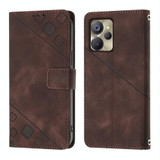 For Realme 10 Skin-feel Embossed Leather Phone Case(Brown)
