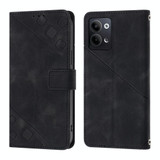 For OPPO Reno9 5GReno9 Pro 5G Skin-feel Embossed Leather Phone Case(Black)