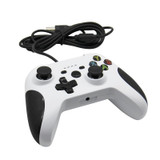 For XBOX One / PC HS-XO304 Wired Handle Dual Vibration With Headphone Jack, Cable Length: 1.8m(White)