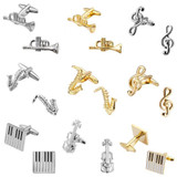 2 pairs Brass Music Series Instrument Note Cufflinks, Color: Gold Trumpet