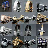 2 pairs Men Brass Plated Shirt Cufflinks, Color: Gold Silver Wine Glass