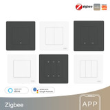 Tuya ZigBee Smart Single-fire Zero-fire Sharing Timing Voice Wall Switch EU Plug, Style: 4 Ways (White Scene Casual Post)