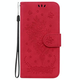 For Realme 10 Pro+ Butterfly Rose Embossed Leather Phone Case(Red)
