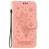 For Realme 10 4G Butterfly Rose Embossed Leather Phone Case(Pink)