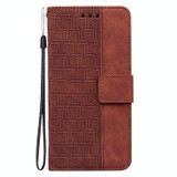 For Realme 10 4G Geometric Embossed Leather Phone Case(Brown)