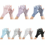 1pair Summer Sunscreen Breathable Thin Anti-ultraviolet Finger Fishing Ice Silk Gloves Free Size(Smoke Gray)