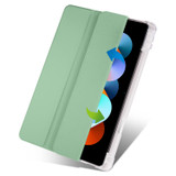 For Xiaomi Redmi Pad 10.61 3-folding Transparent TPU Smart Leather Tablet Case with Pen slot(Matcha Green)