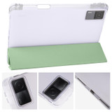 For Xiaomi Redmi Pad 10.61 3-folding Transparent TPU Smart Leather Tablet Case with Pen slot(Matcha Green)