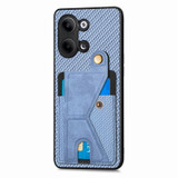 For OPPO Reno9 Carbon Fiber Wallet Flip Card Holder Phone Case(Blue)