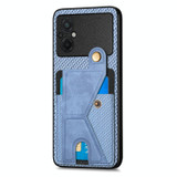 For Xiaomi Poco M5 4G Carbon Fiber Wallet Flip Card Holder Phone Case(Blue)