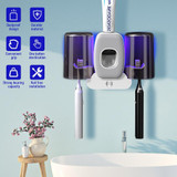 Couple Wall Mounted Toothbrush Holder Automatic Squeeze Toothpaste Device,Spec: Disinfection Type White