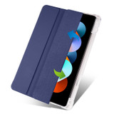 For Xiaomi Redmi Pad 10.61 3-folding Transparent TPU Smart Leather Tablet Case with Pen slot(Dark Blue)