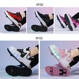 Small Four-Wheeled Walking Shoes Children Luminous Deformation Roller Shoes, Size: 37(XF03 Mesh Black)