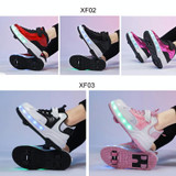 Small Four-Wheeled Walking Shoes Children Luminous Deformation Roller Shoes, Size: 36(XF02 Red)