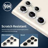 For Samsung Galaxy S23 Ultra 5G ENKAY 9H Rear Camera Lens Glitter Aluminium Alloy Ring Tempered Glass Film(Silver)