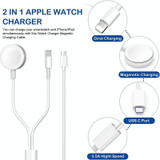 For Apple Watch Series & iPhone 2 in 1 USB Magnetic Charging Cable 1.2m