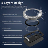 For Samsung Galaxy S23 5G / S23+ 5G ENKAY 9H Rear Camera Lens Glitter Aluminium Alloy Ring Tempered Glass Film(Black)