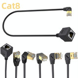 Down Bend 0.5m Cat 8 10G Transmission RJ45 Male To Female Computer Network Cable Extension Cable(Black)