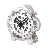 HY-G001 Rotating Double Gear Living Room Stainless Steel Decorative Clock(Silver)