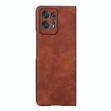 For OPPO Find N2 Morocco Texture PU Shockproof Phone Case(Brown)