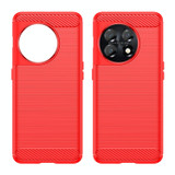 For OnePlus 11 Brushed Texture Carbon Fiber TPU Phone Case(Red)