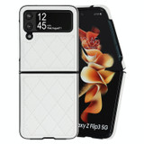 For Samsung Galaxy Z Flip4 Rhombic Microfiber Folding Phone Case(White)