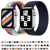 Nylon Single-turn Braided Watch Band For Apple Watch Ultra 49mm&Watch Ultra 2 49mm / Series 9&8&7 45mm / SE 3&SE 2&6&SE&5&4 44mm / 3&2&1 42mm, Length:135mm(Blue Camouflage)