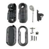 For Fiat 3 Button Folding Car Key Case Remote Control Shell SIP22, Style:Black Switch Button