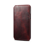 For iPhone 13 Pro Denior Oil Wax Top Layer Cowhide Simple Flip Leather Case(Dark Red)