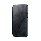 For iPhone 13 Pro Denior Oil Wax Top Layer Cowhide Simple Flip Leather Case(Dark Blue)