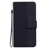 For Realme 9i 5G Geometric Embossed Flip Leather Phone Case(Black)